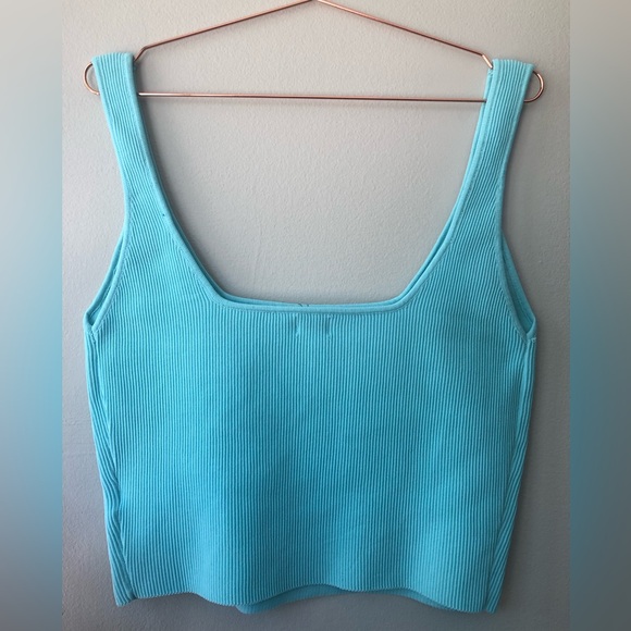 COTTON:ON Square Neck Plus Size Aqua Ribbed Crop Tank. New with Tags - Picture 8 of 10